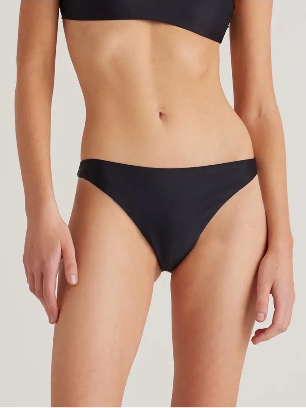 Quince Italian Low-Rise Bikini Bottom Black Size L NWT